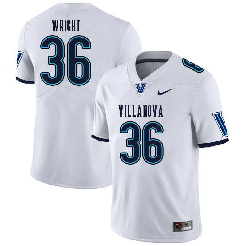 Men #36 Isaiah Wright Villanova Wildcats College Football Jerseys Sale-White - Click Image to Close